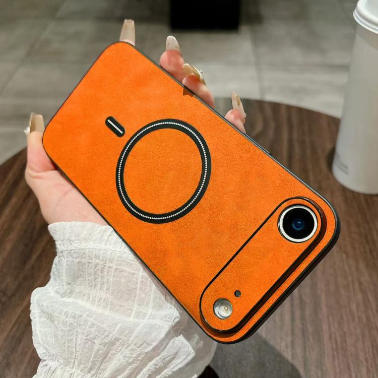 Lambskin Faux Leather Magnetic Case for iPhone 15 Pro Max, PU+TPU+PC Wear-resistant Shockproof Protective Cover