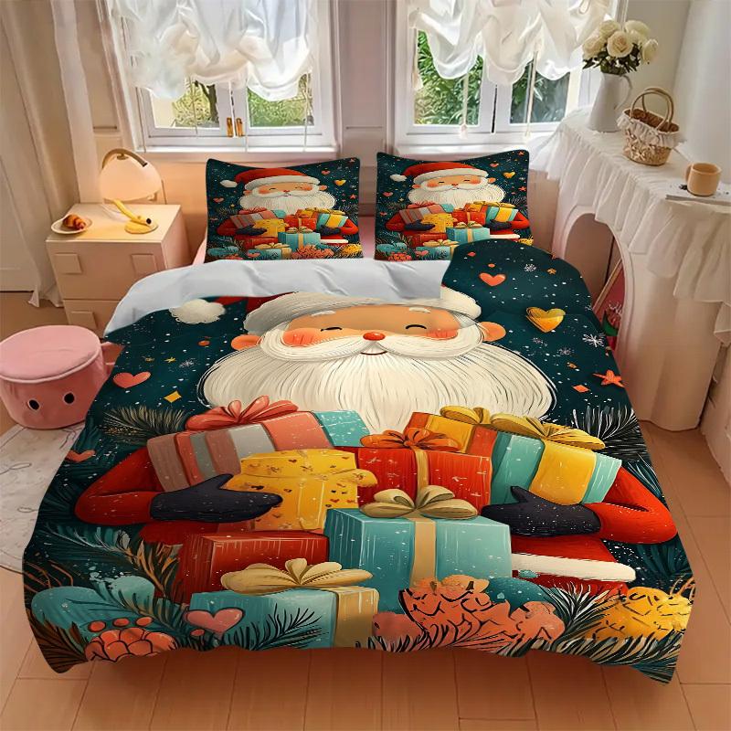 3pcs bedding set Christmas Presents Includes 1 Comforter + 2 Pillowcases, Without Pillow Inserts, Soft Comfortable, Lightweight Breathable,