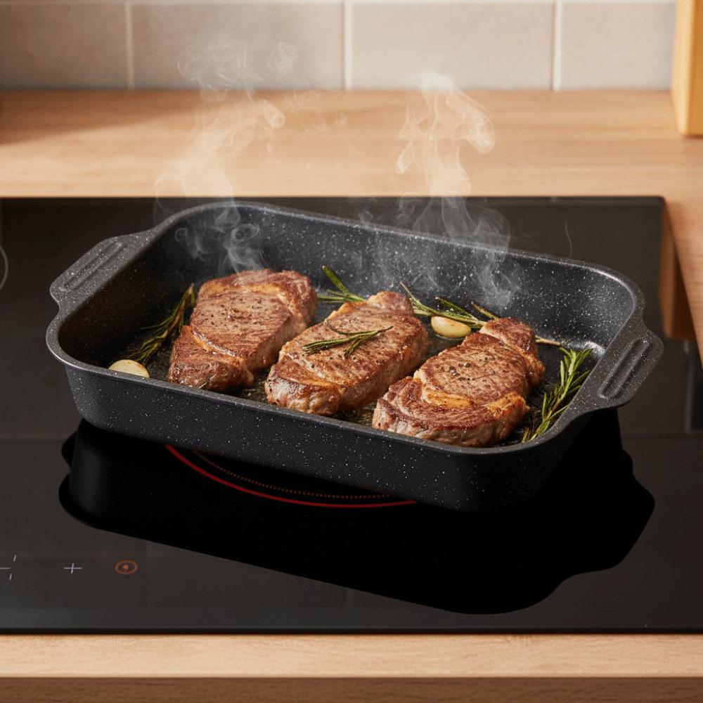 Large Capacity Grilling Pan Non-Stick Grilled Fish Plate Practical Grilled Fish Tray Outdoor