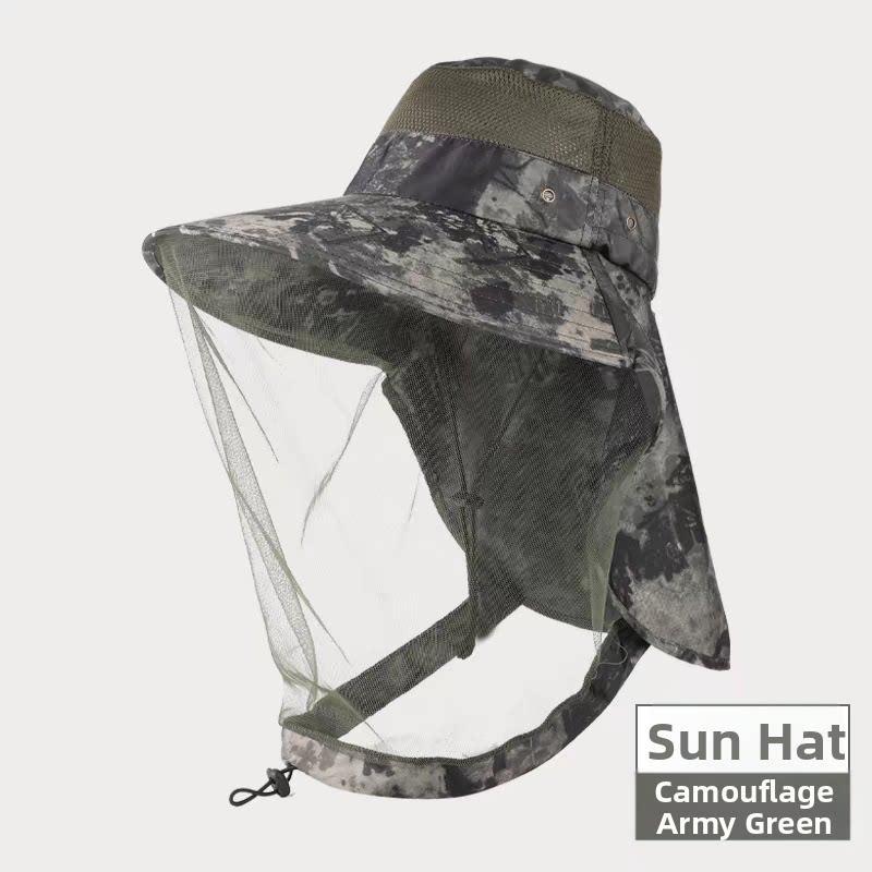 Outdoor Sun Protection Bucket Hat With Full Face Net, Anti-Mosquito Breathable Fishing Hat For Men Women