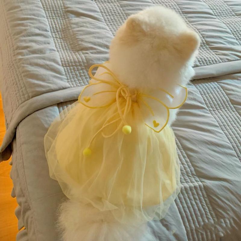 Dog Spring Summer Clothes Shiny Wings Dress Princess Strap Dress Cat Two-Legged Pet Dress Summer Teddy Dog