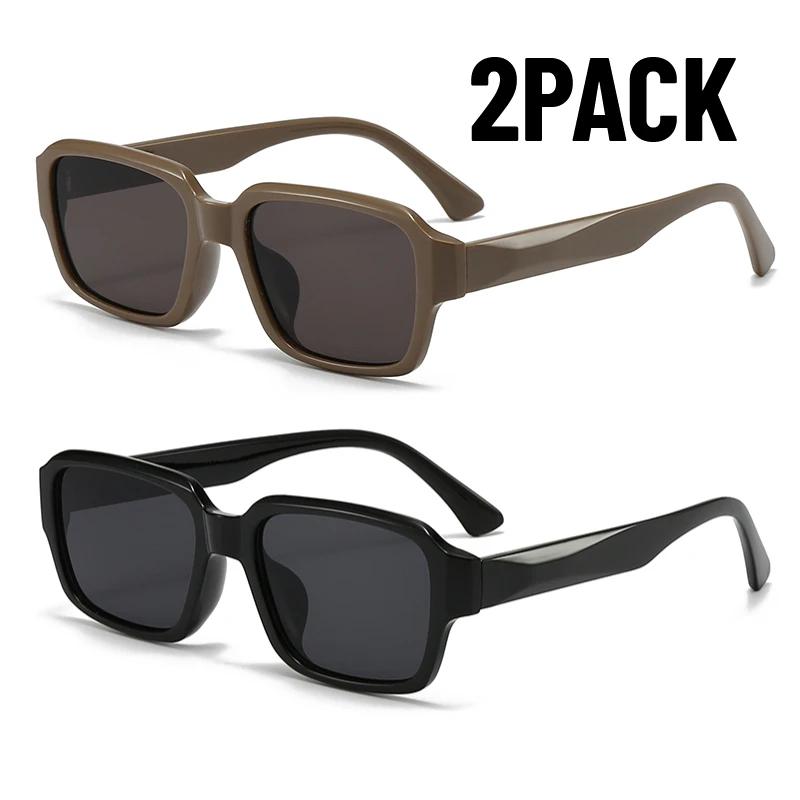 1/2PACK New Year Gift Retro Square Black Sunglasses Women Luxury Brand Designer Fashion Eyewear Men Outdoor UV400