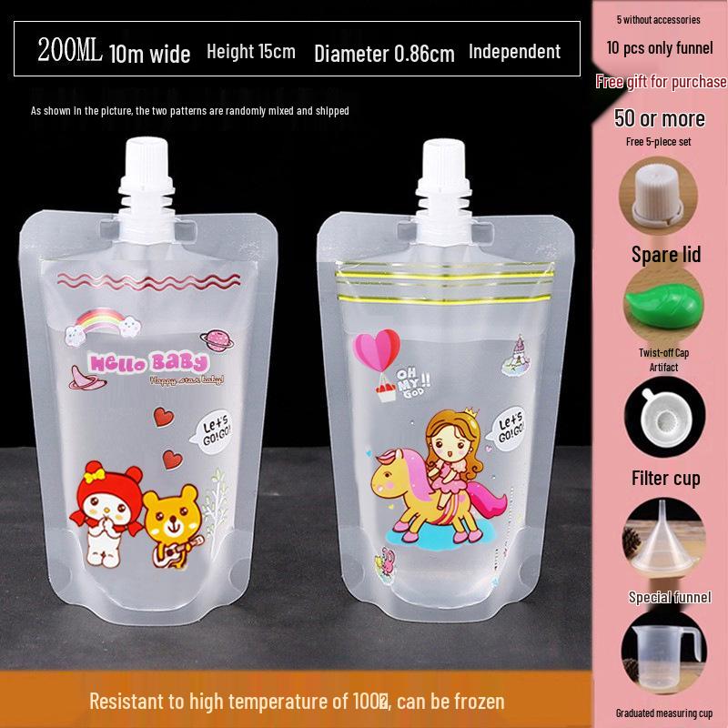 Disposable Transparent Spout Bag for Soy Milk, Chinese Medicine, Soup, or Beverages - Self-Standing and Convenient for Takeaway