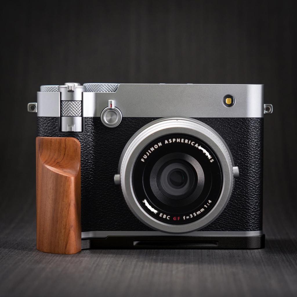 FUJIFILM ve Fuji GFX100RF ile Uyumlu, Özel Hızlı Çıkarma Plakası ve Premium Retro Doğal Ahşap Tutamağa Sahip Iborrys Premium Masif Ahşap Kamera