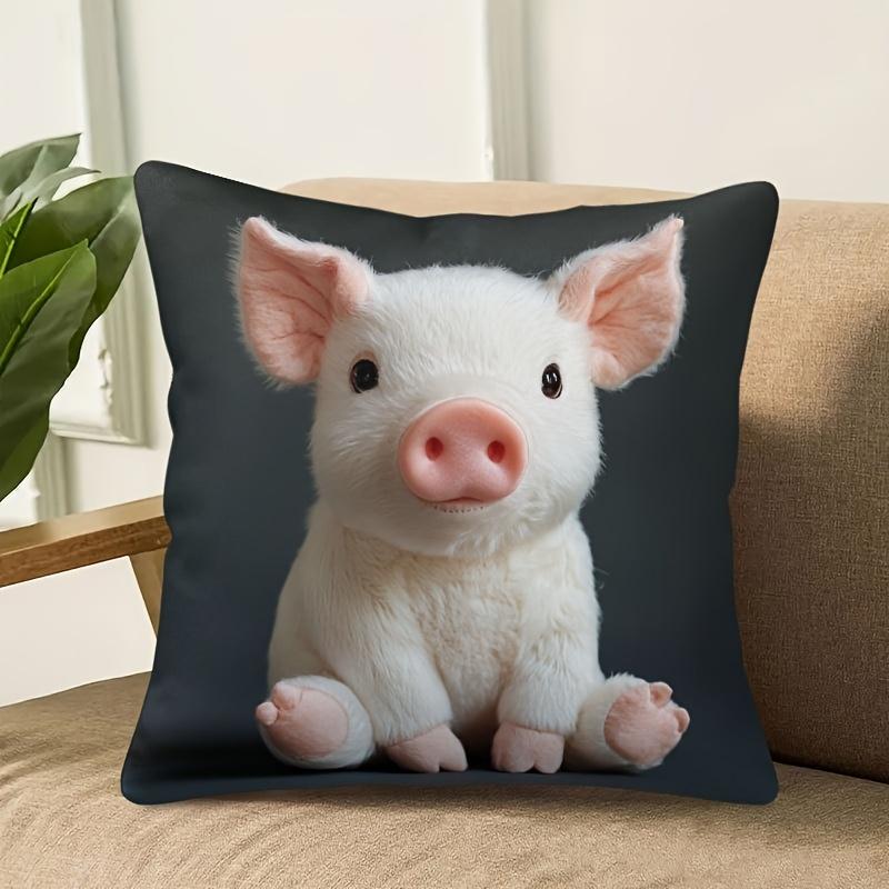1Pc Cute Little Pig Print Throw Pillow Cover,Suitable For Sofa,Bedroom,Living Room,A Funny Gift For Pet Lovers