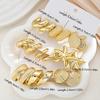 18 Pcs Vintage Gold Plated Ocean Earring Set Starfish Shell Conch Textured Hoop Earrings for Women Summer Beach Fashion Jewelry