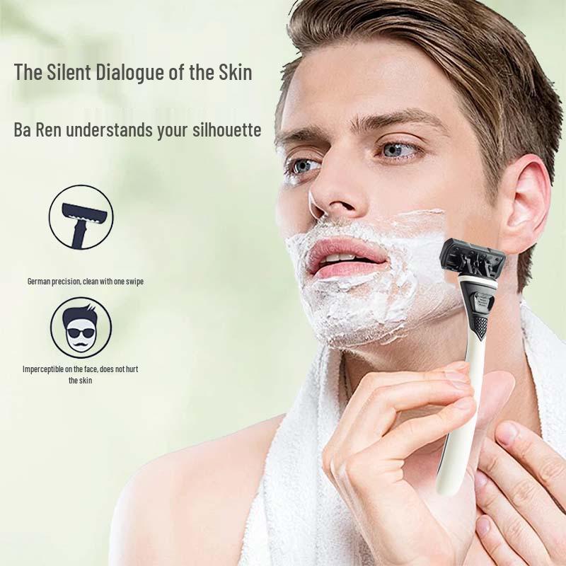 Eight-Layer Blade Men's Manual Razor with Replaceable Head