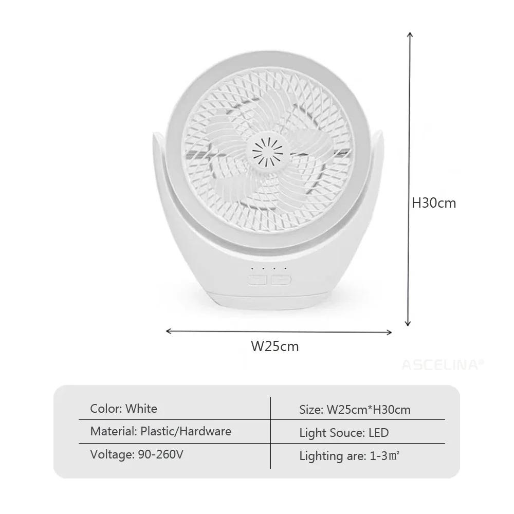LED Fan 30W Table Lamp Camping Fan Rechargeable Desktop Portable Hanging Light 3-speed Night Fan Light for Home Outdoor Lamp