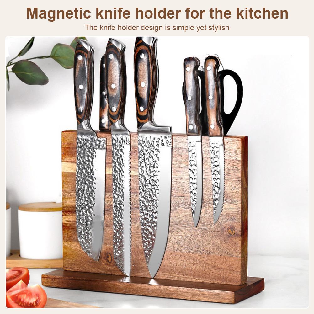 Magnetic Knife Block Double-Sided Universal Knife Stand Knife Display Rack with Strong Enhanced Magnets for Counter Top