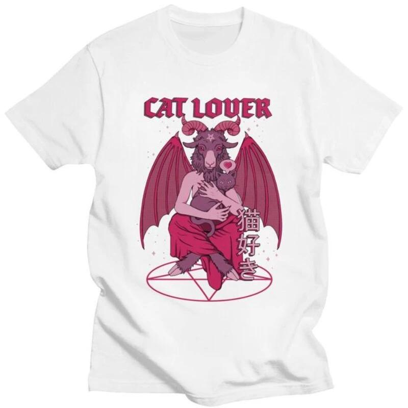 Men Short Sleeve T Shirt Cool Baphomet TShirt Kawaii Satan Demon Ghost Occult Goat Graphic Shirts Kawaii Clothing Anime Shirt