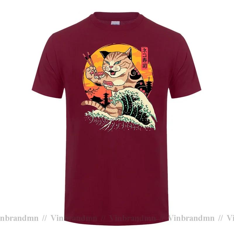 2025 Newest Design Catana Kawaii Harajuku T Shirt Unisex Ninja Cat Tshirt Samurai Cat Anime Tshirt Japanese Kaiju Sushi Cat Tshirt