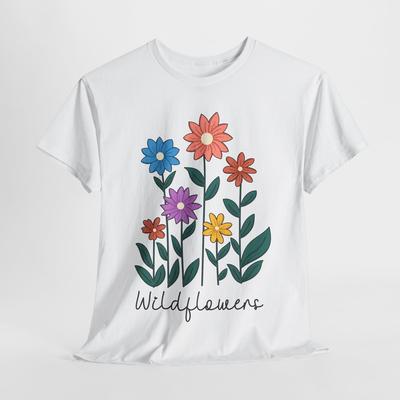 Camiseta Flores Silvestres | Camiseta Amante da Natureza | Camiseta Ar Fresco Flores da Primavera