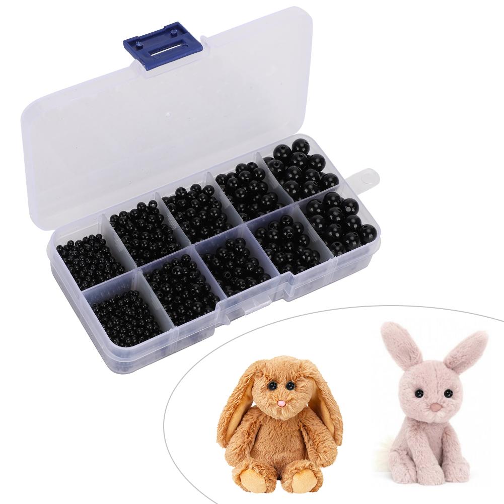DIY Plastic Eyes Hand Made Animal Doll Toy All Black Bean Eyeball Fabric Accessories