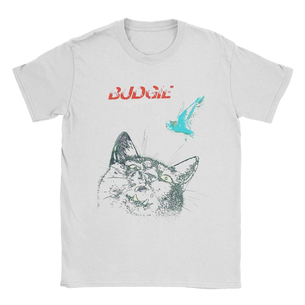 Herr T-shirts Budgie Band Impeckable Album Vintage Ren Bomull T-shirts Kortärmad T-shirt O-hals Toppar Plus Storlek