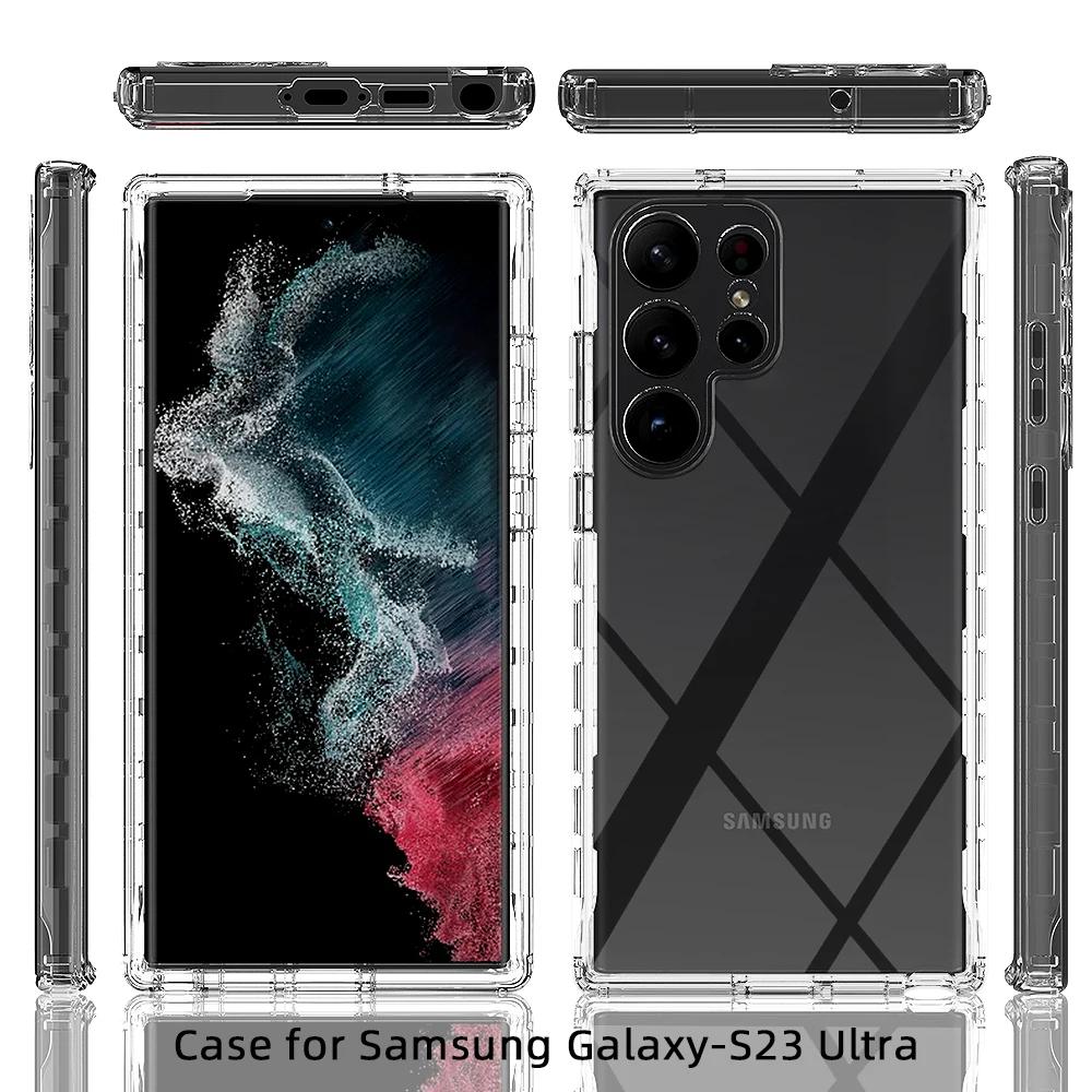 PET Front Screen Protector Phone Case For Samsung Galaxy S23 S24 S25 Ultra S22Plus Hard Plastic Frame Transparent TPU Back Cover