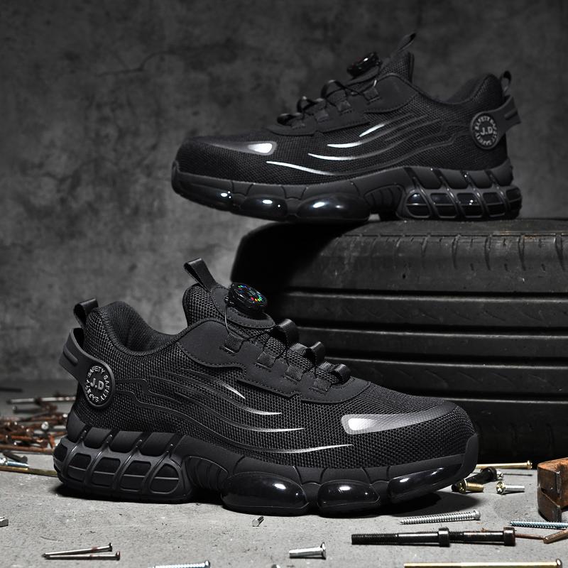 Rotating Button New Safety Shoes Men Anti-smash Anti-puncture Work Shoes Fashion Men Sport Shoes Security Protective Boots Men