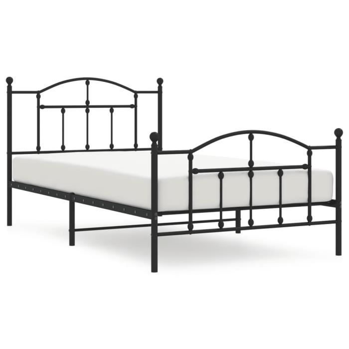 VidaXL Metal Bed Frame with Headboard-Footboard Black 107x203 Cm 353453