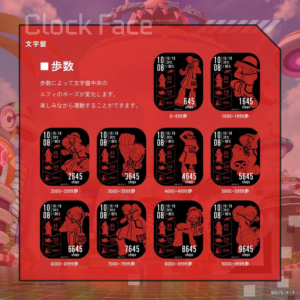 Relógio GARRACK Colaboração One Piece, Modelo Luffy, Movimento a Quartzo, Resistência à Água 5 ATM, AMOLED, Mostrador Vermelho, HUC-OP-FT3-L, Masculino [Autêntico]