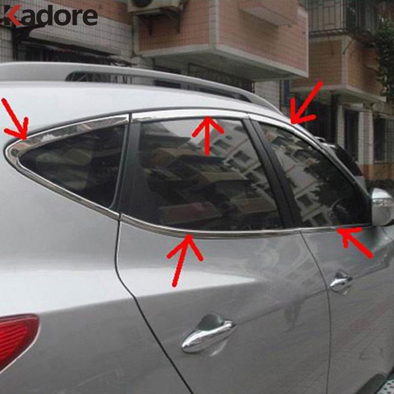 Window Sill Trims For Hyundai Tucson ix35 2010 2011 2012 Stainless Steel Windows Frame Molding Garnish Strip Car Accessories