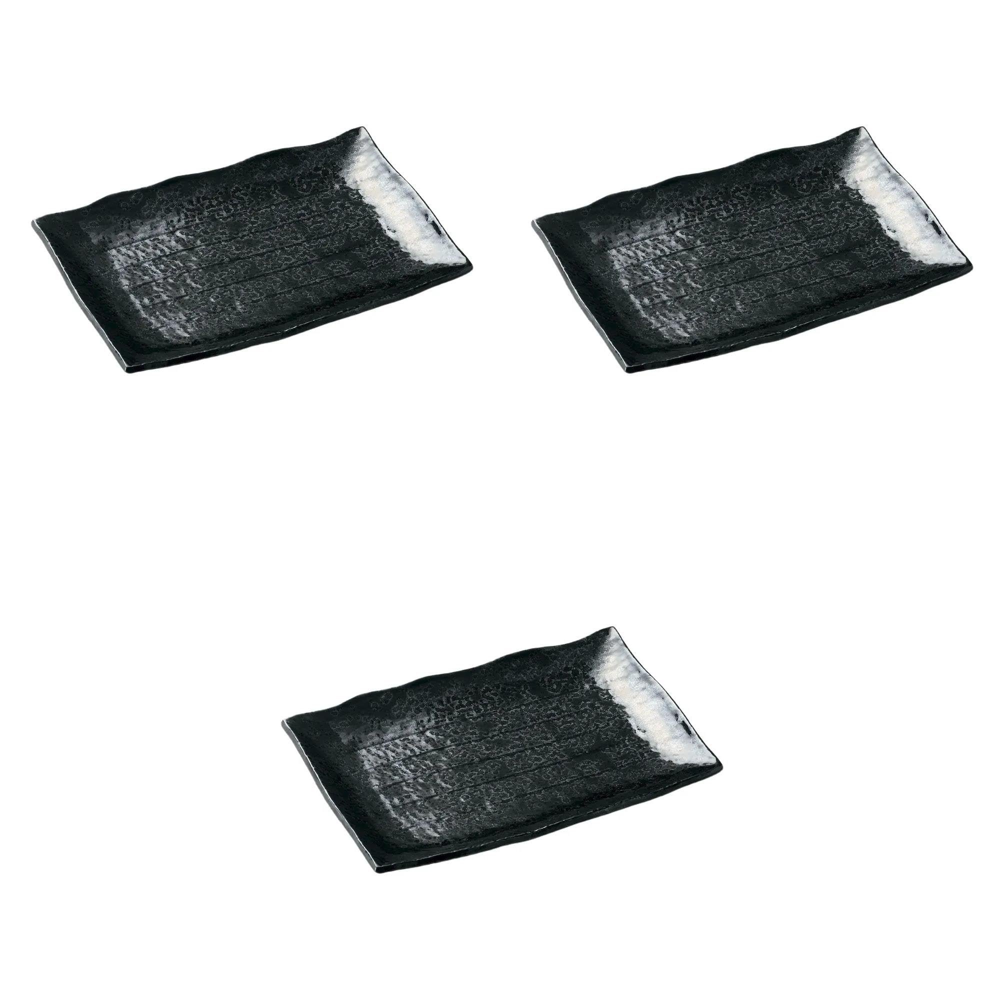 

Set of 3 Yuteki Tenmoku 9.0 Rectangular Plates [28.2 x 18.3 x 3 cm] | Banko Ware Large Plates, Banko Ware, Setomonohonpo