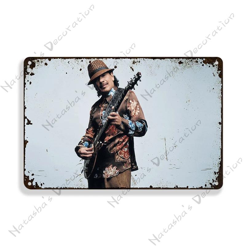 Santana Vintage Poster Music Metal Tin Sign Rock Band Metal Sign Decorative Sign Bar Pub Garage Metal Plate Retro Metal Plaque