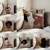 Black Woman Art Anime Pillow Case Anti-dustmite Pillowcase Invisible Zipper Silky Short Plush Sofa Cushion Cover