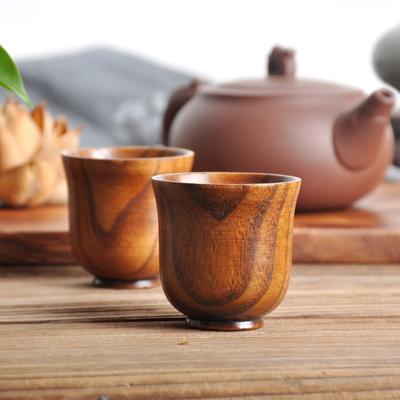 Handgefertigte Teetasse Natürliches Massivholz Umgekehrter Rand Kleine Tasse Zart Einfach Sauerkirschholz Wein- und Teetassen, Coole Tassen