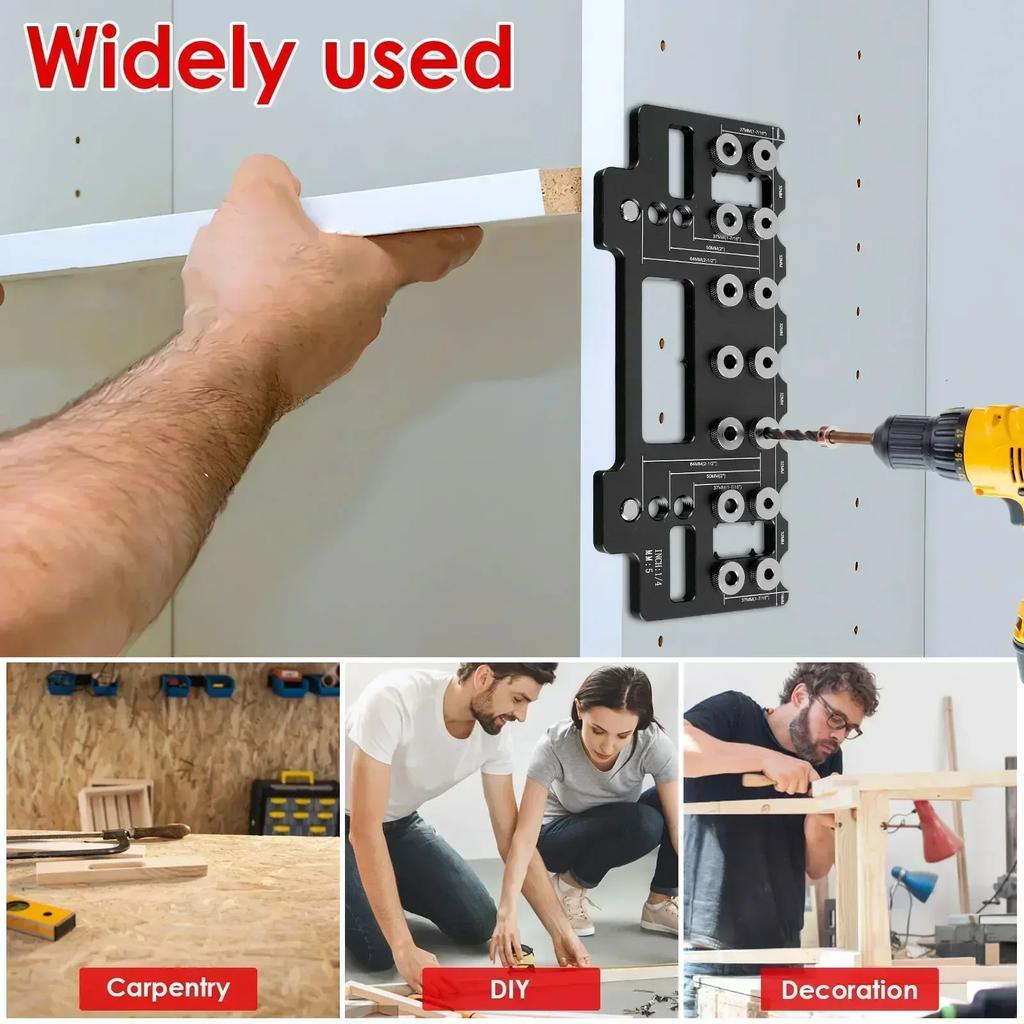 Woodworking Shelf Pin Jig 1/4 Inch Aluminum Alloy Shelf Pin Drilling Guide Woodworking Straight Hole Drilling Jig Hardware Guide