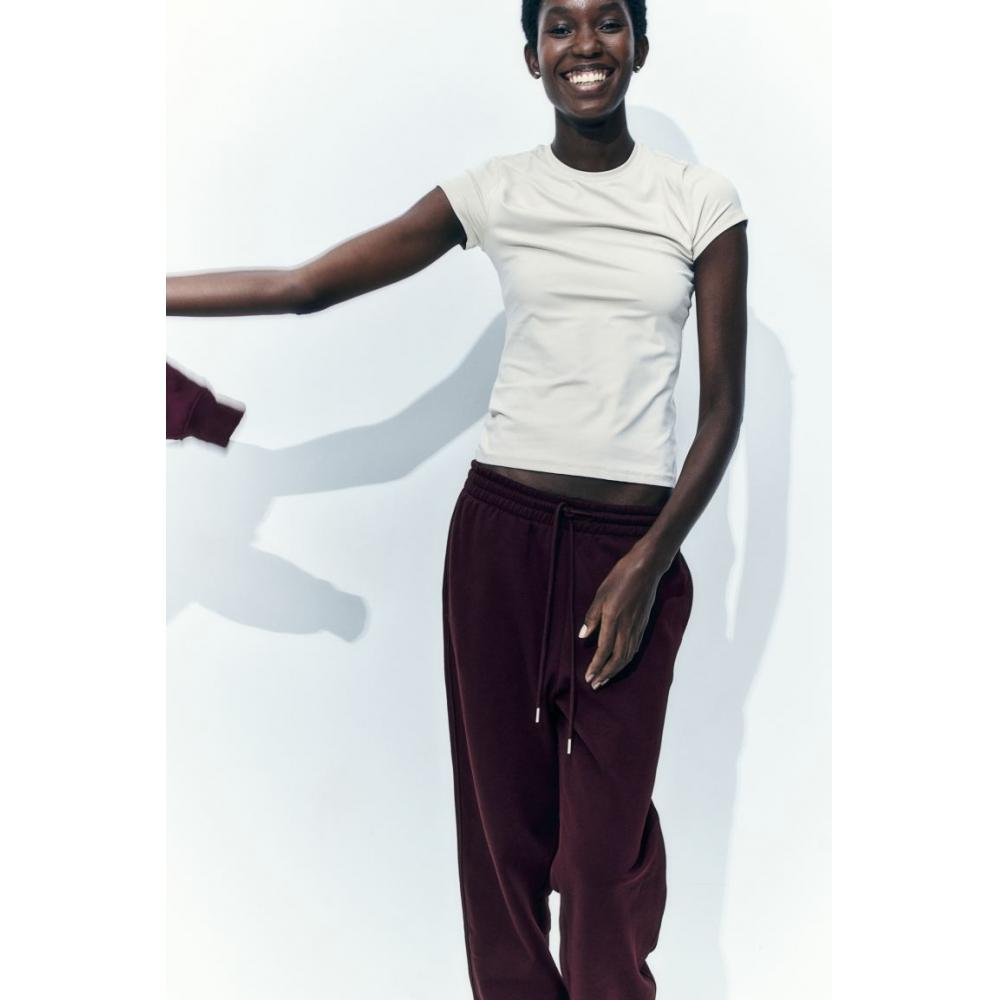 

H M Cotton blend sweatpants burgundy