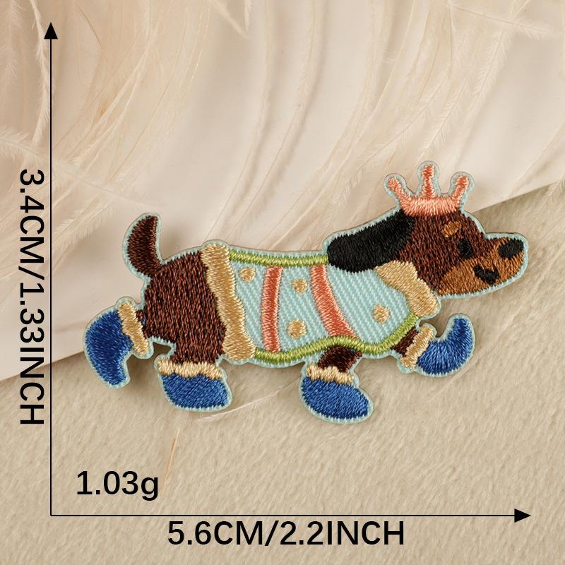 14pcs Sausage Dog Love Embroidery Stickers Self-Adhesive Patch Fabric Accessories Clothing Decoration