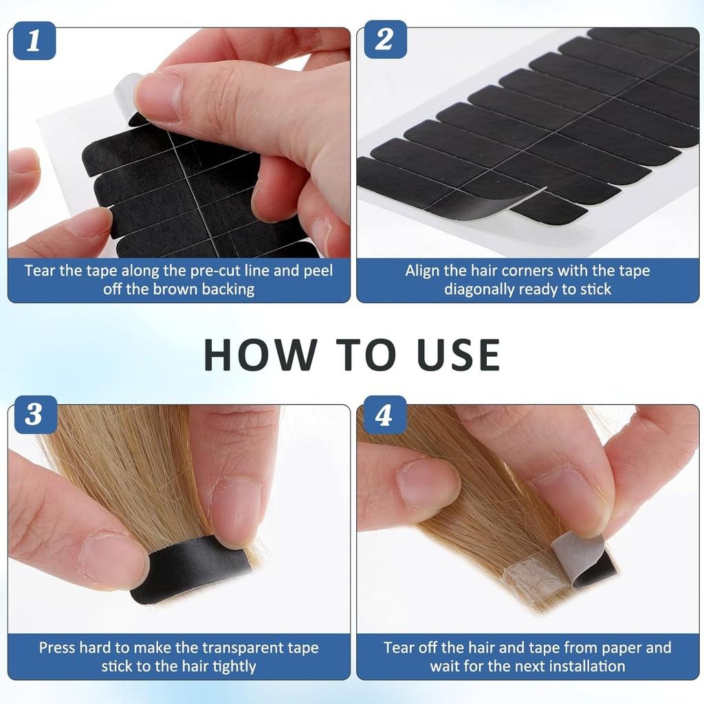 360PCS Double-Sided Hair Extension Tape Tabs 4cmx0.8cm Replacement Tape for Tape-In Extensions Waterproof Invisible Hold