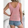 GMXIA Summer Solid Color V-neck Cutout Leaf Sleeveless Knitted Sweater Vacation Vest Women's Wear