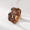 Accessori a Forma di Cuore di Pietra Pelle Intrecciata Multistrato Gioielli da Donna Bracciale Largo Regalo