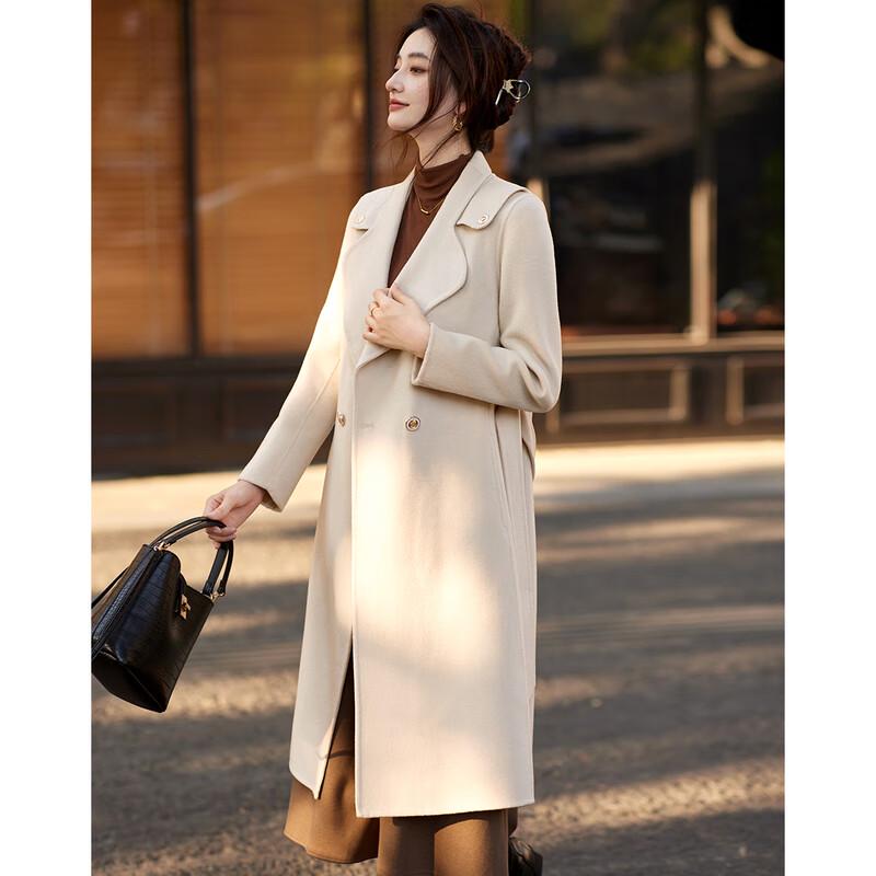 Sishuinianhua Women's Elegant Mid-Length Wool Coat