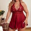 Europäisch-Amerikanisches Plus-Size-Spitzen-Neckholder-Rückenfreies Nachthemd-Set für Damen
