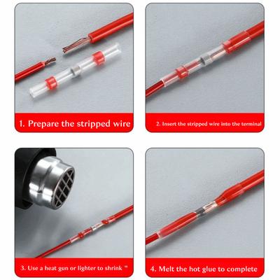 200pcs Insulated Heat Shrink Wire Connectors Connectors Kit Waterproof Electric Copper Tape Solder Sleeve Shrinkable Clamp Type