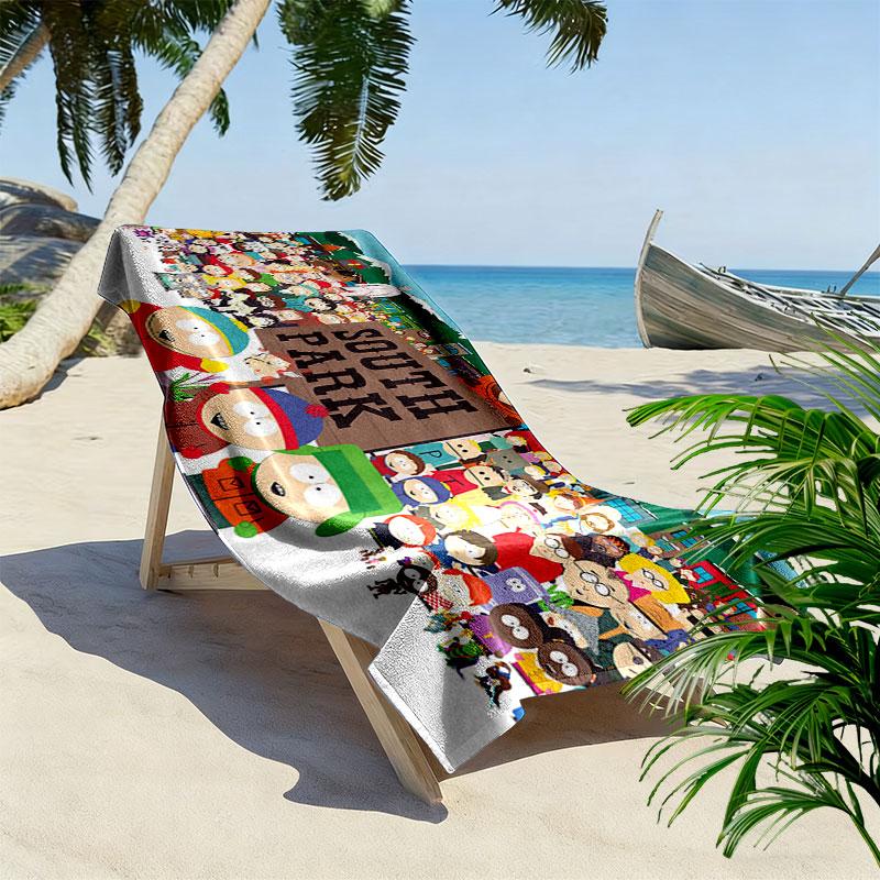 South Park Print Beach Towel, Large Soft Quick Dry Towel for Beach Camping Swimming