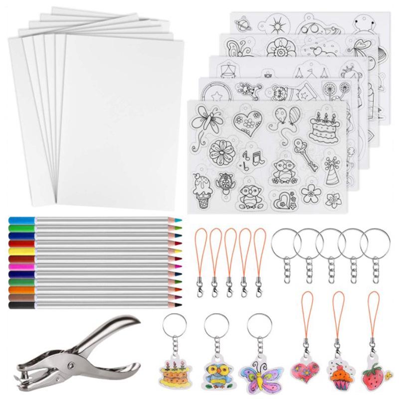 DIY Colored Pencil Shrink Film Kit: Newbie Material Pack Colored Pencil Punch Set
