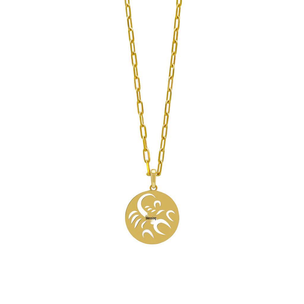 Minimalist 12 Constellations Stainless Steel Pendant Necklace - Hollow Round Sweater Chain