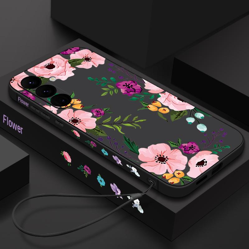 Husă Moale TPU cu Imprimeu Flori de Bujor Pentru Samsung Galaxy S25 S22 S23 S24 Ultra S24 FE A56 A55 A53 A54 A35 A15 A16 A36 5G