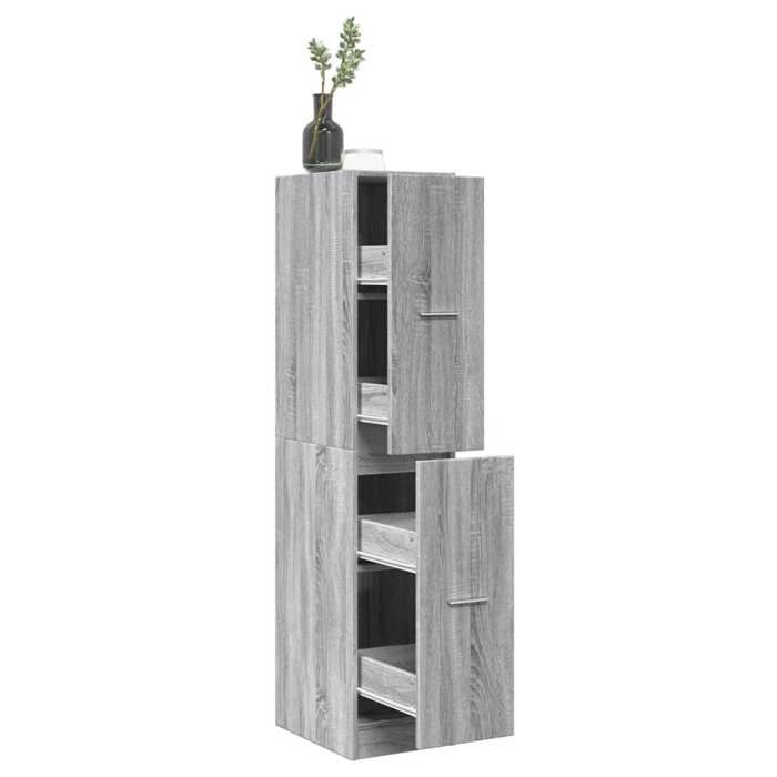 VidaXL Armoire apothicaire sonoma gris 30x41x144,5cm bois d'ingénierie, coffre d'apothicaire, meuble d'apothicaire, coffre à 855174
