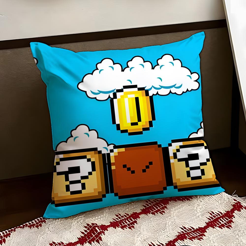 SSuper Cute Style MMarioS Cushion Cover Reversible Soft Durable Pillow Cover Home  Car MultiScene Use for Daily Comfort