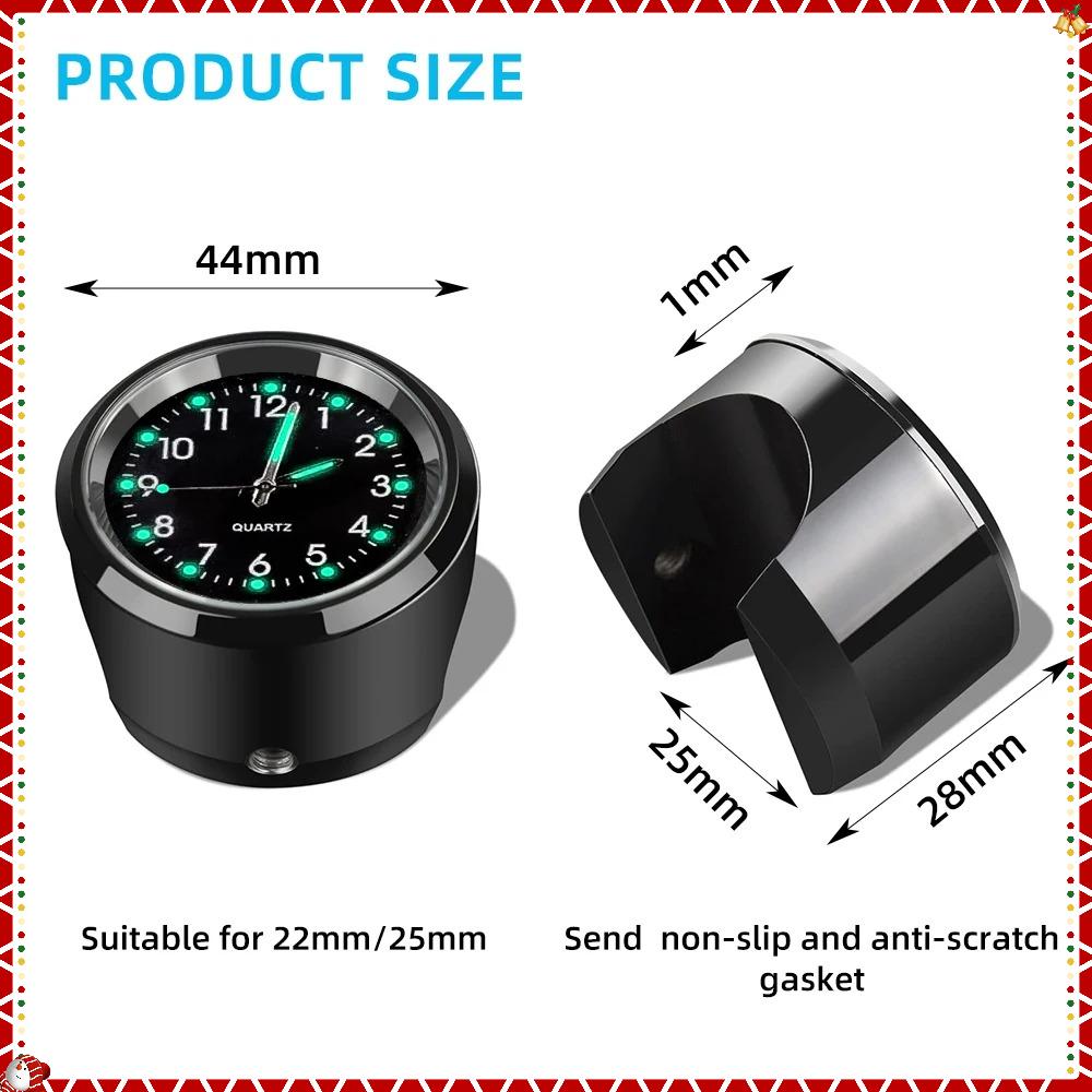 Orologio da moto da 7/8" cromato impermeabile con supporto per manubrio della bici, orologio al quarzo, orologio luminoso in alluminio, accessori per moto universali