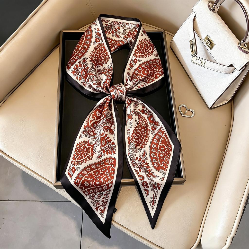 Art French Polka Dot Long Silk Scarf Femininity Versatile High Sense Spring and Autumn New with Shirt Scarf Belt