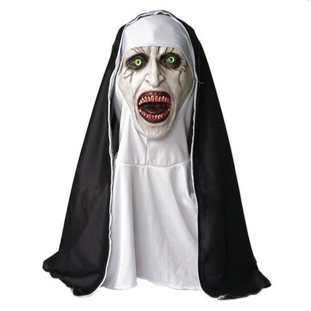 Evocación del Alma2 Máscara de Monja de Terror Casco de Látex Brillante Disfraz de Halloween Aterrador Fiesta Cos Props