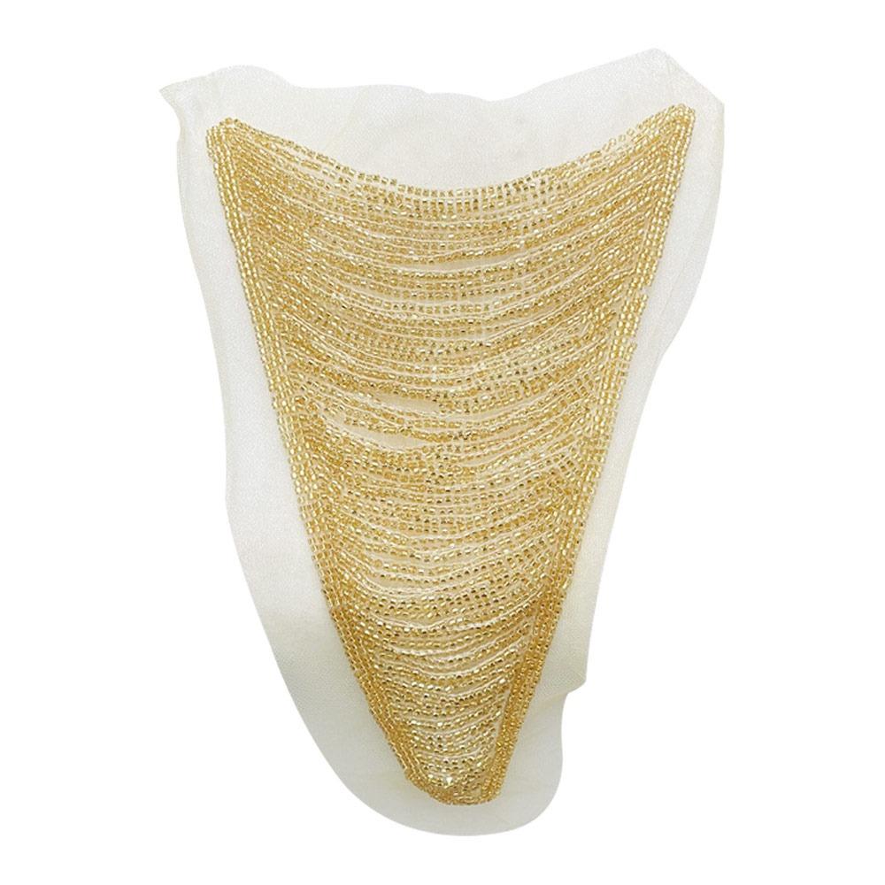 

Beaded Applique Bead Embroidery Handmade Craft Sew On Design Sew On Collars Retro Beaded Wedding Dress Collars Women s Clothing золотий