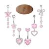 Heart Shape Belly Button Ring Pink Zircon Dangle Belly Ring Navel Piercing Jewelry  Body Jewelry