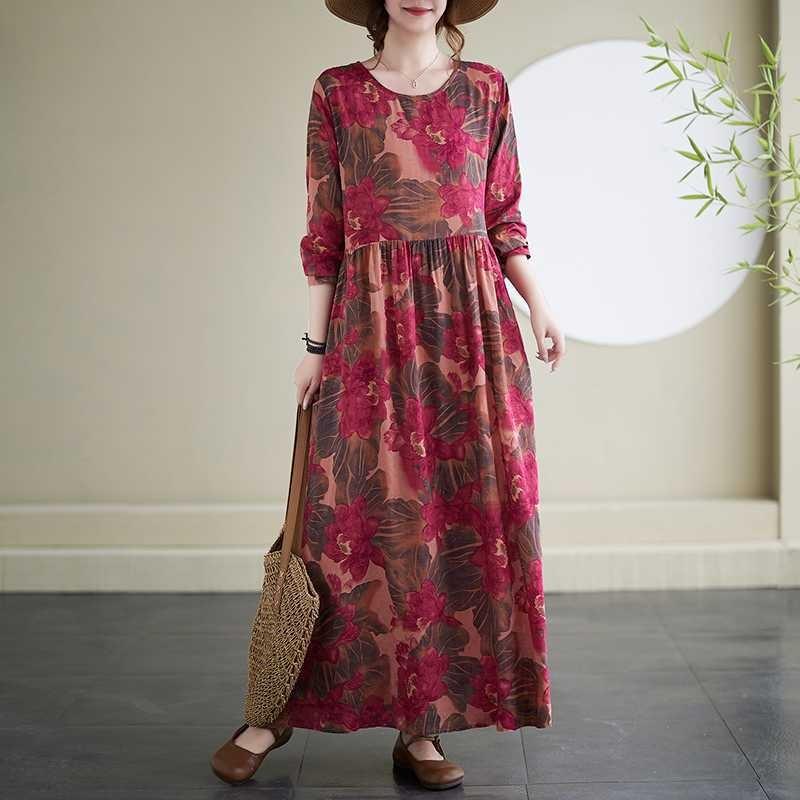 Vacation Style Travel Round Neck Vintage Dresses