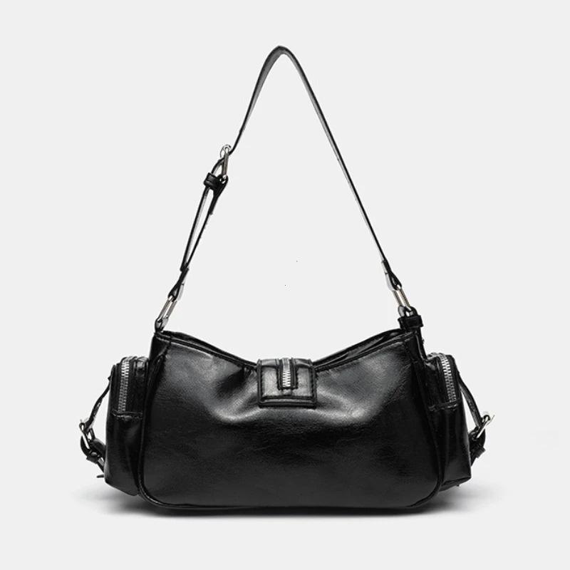 Women's Y2k Punk Vintage Shoulder Purse PU Leather Gothic Rivet Handbag Waist Bag Luxury Black Cross Body Bags with Spikes