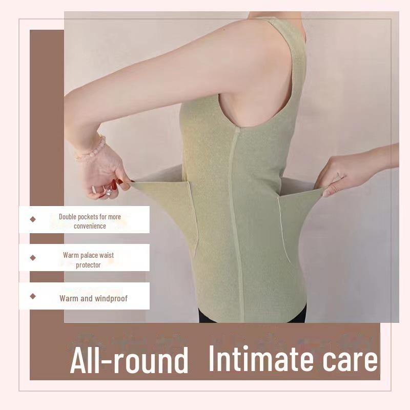 Damen Winter Deutscher Samt Warme Weste mit Doppeltaschen und Plus Samt Taillenschutz